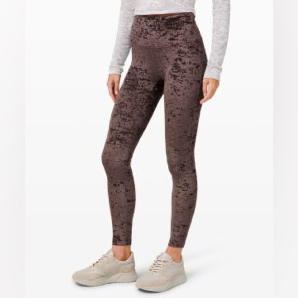 Lululemon "WUNDER LOUNGE" VELVET LEGGINGS Brown Size 8 - Picture 1 of 6
